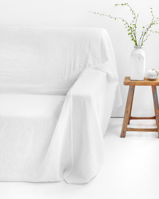 Linen couch cover in White