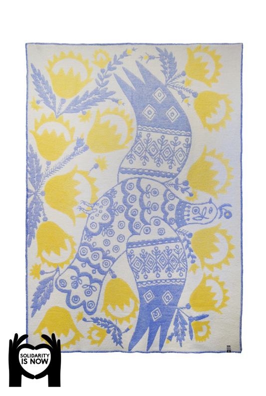 "Dove of Peace" Wool Blanket by Maria Prymachenko - Limited Edition