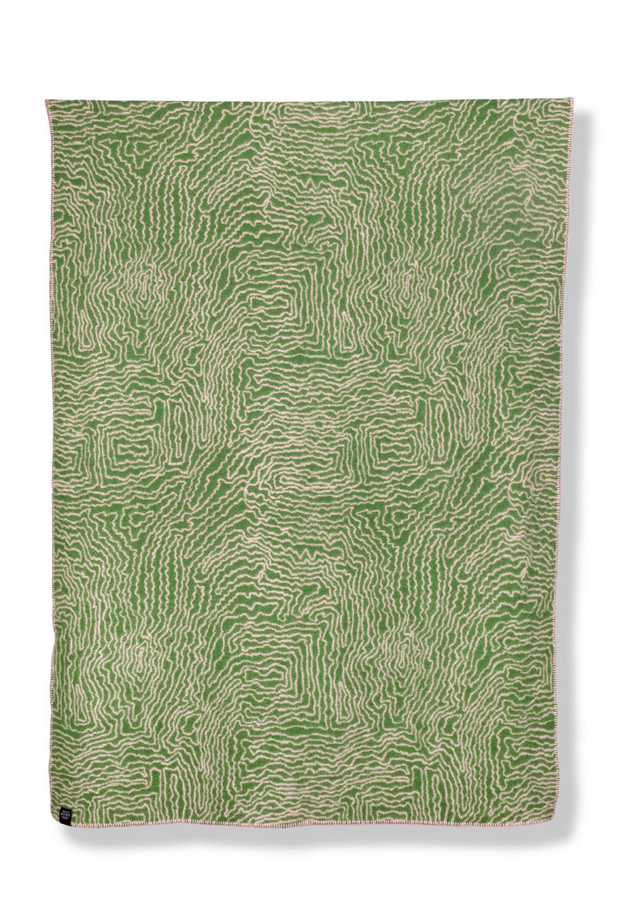 "Earth" Wool Blanket by Nathalie Du Pasquier & George Sowden - Col. Green & Pink