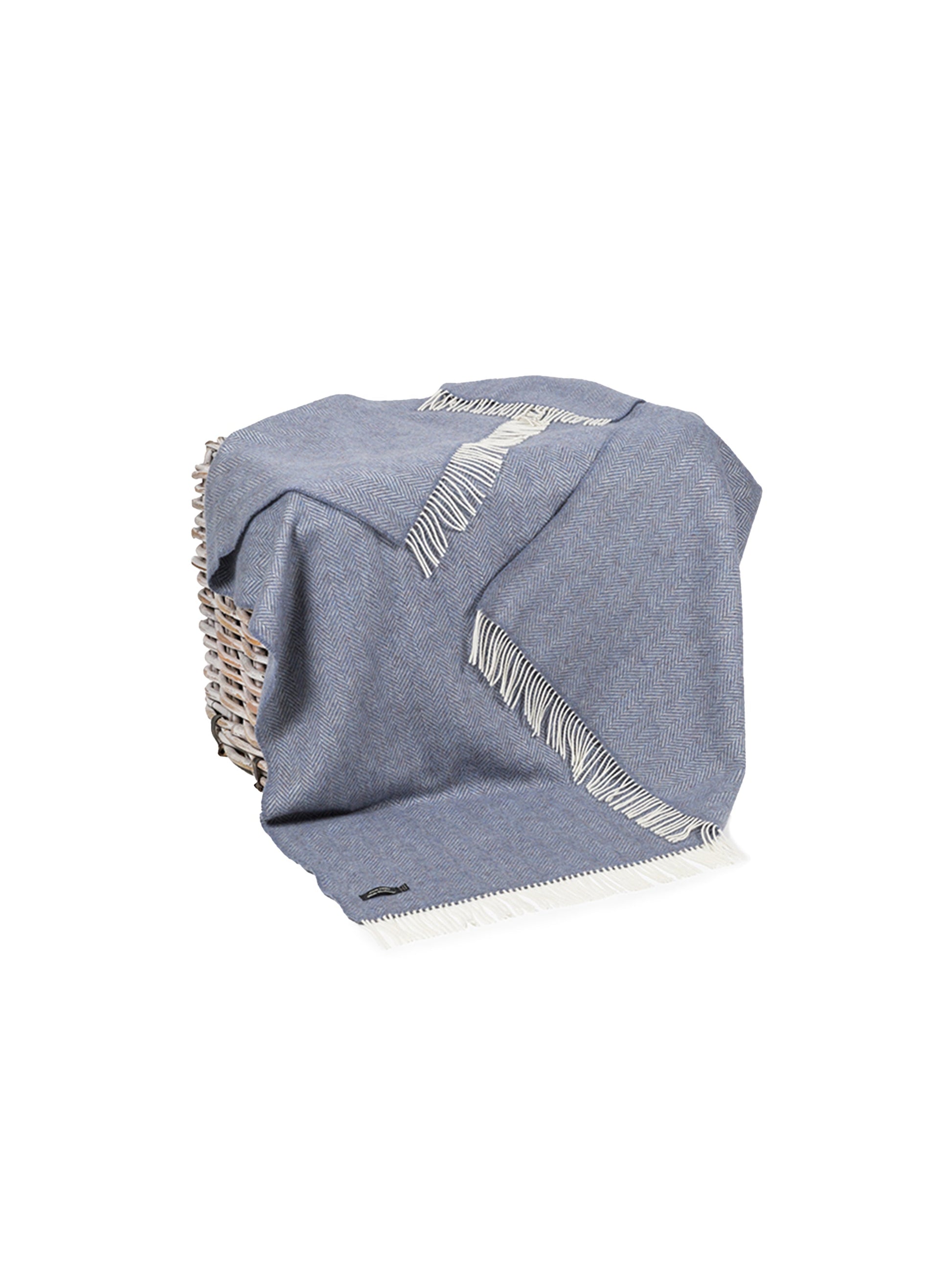 Irish Merino Cashmere Throw Denim & Cream Weston Table