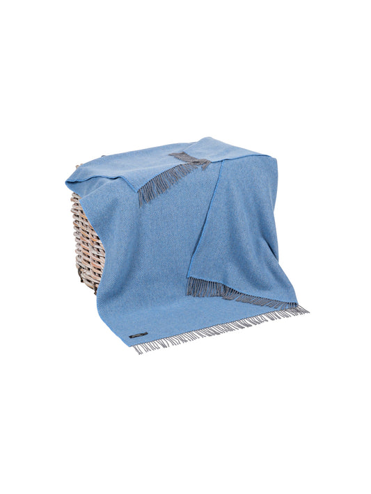 Irish Celtic Blue Merino Wool and Cashmere Throw