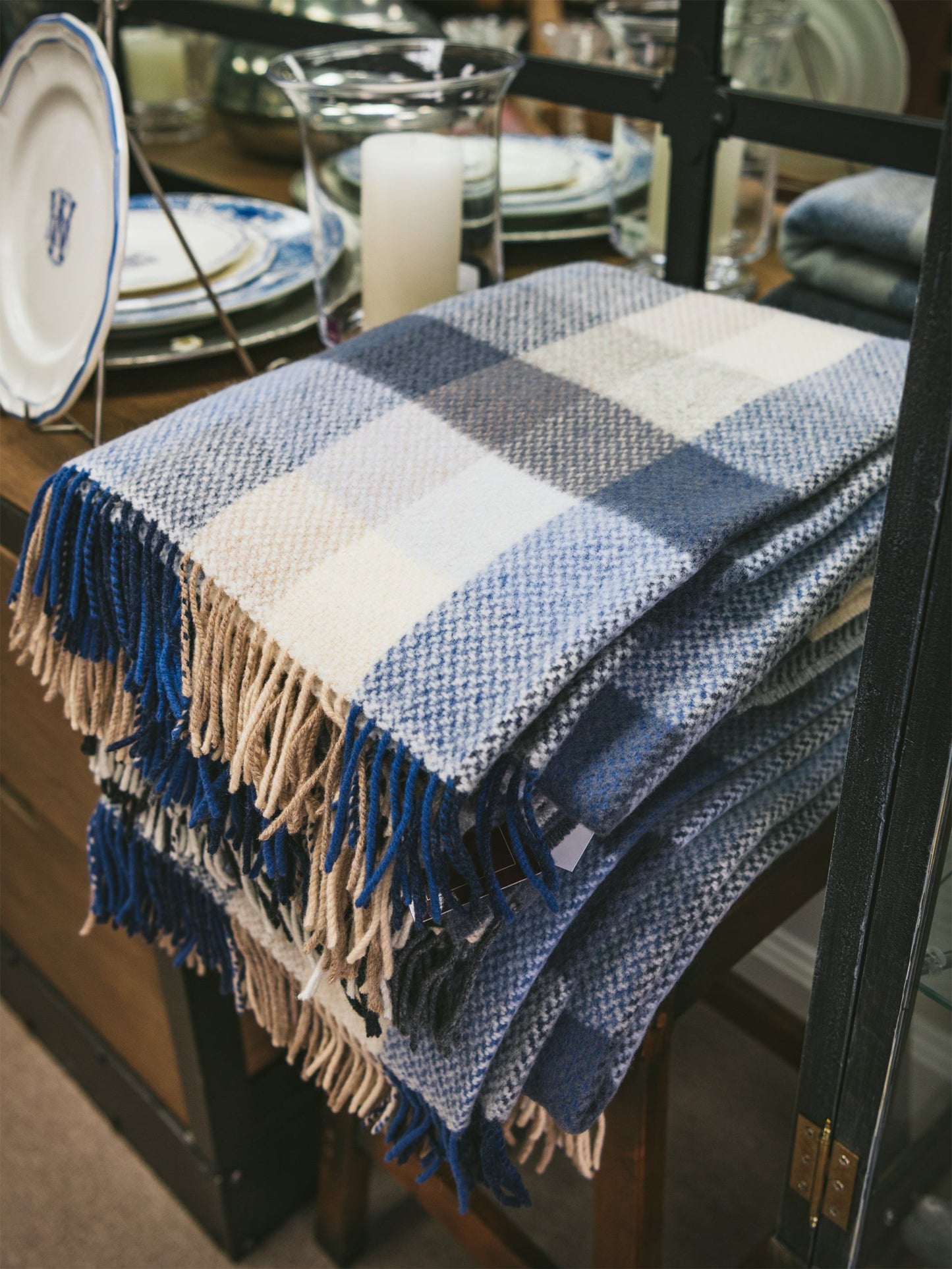 Irish Wicklow Blues Merino and Cashmere Throw