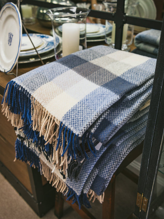 Irish Wicklow Blues Merino and Cashmere Throw