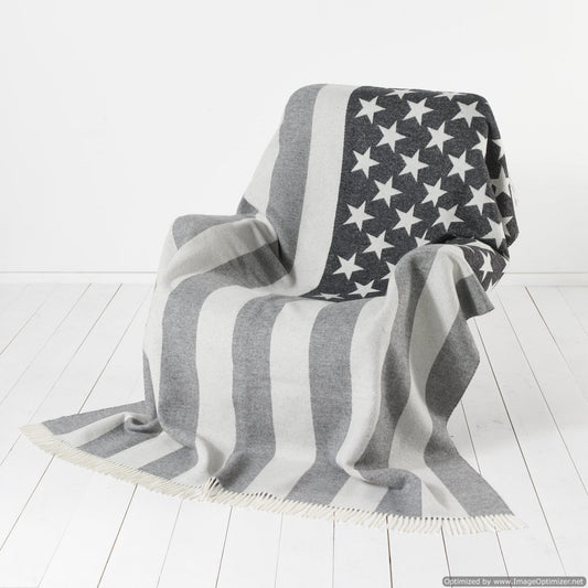 Bronte by Moon Stars & Stripes American Flag Throw Grey