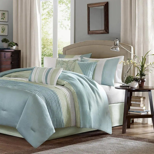 Amherst Transitional 7 Piece Comforter Set Green Queen