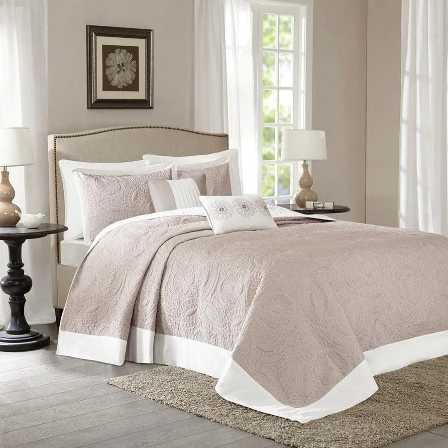 Ashbury King 5 Piece Reversible Bedspread Set Khaki