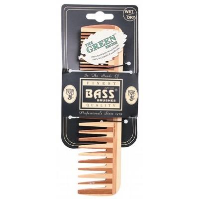 BASS BRUSHES Bamboo Wood Tortoise Comb Large Wide & Fine Tooth