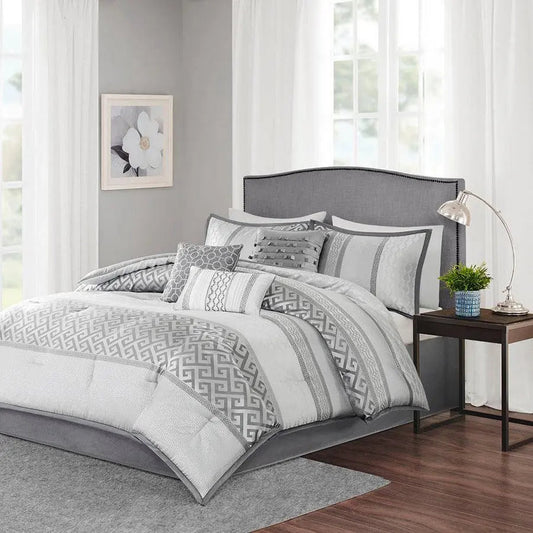 Bennett 7 Piece Jacquard Comforter Set Gray King