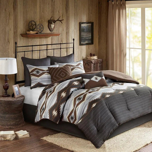 Bitter Transitional Creek Oversized Comforter Set Gray | Brown Full