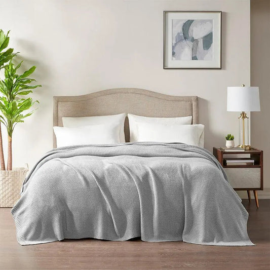 Bree Casual Knit Blanket Full/Queen Gray