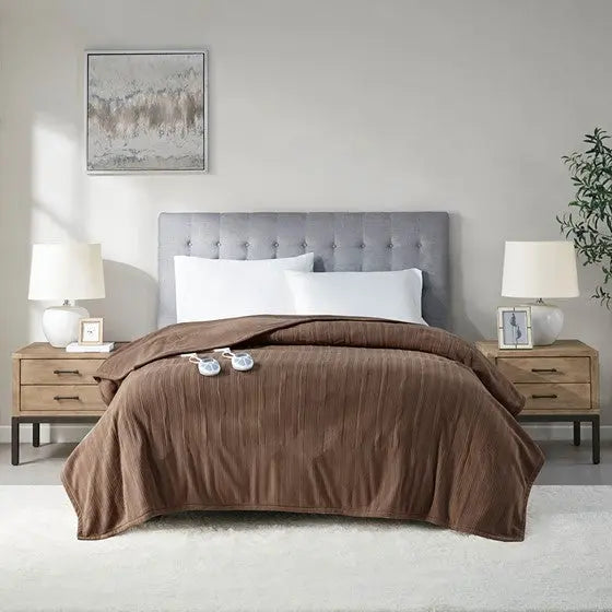 Heated Blanket Brown Twin