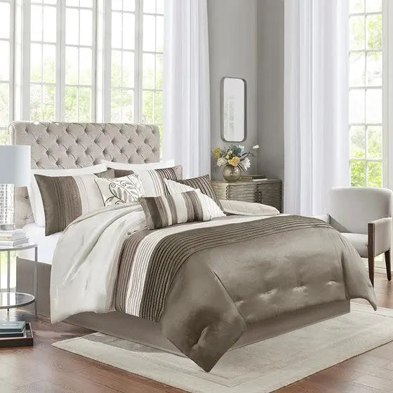 7 Piece Comforter Set Natural
