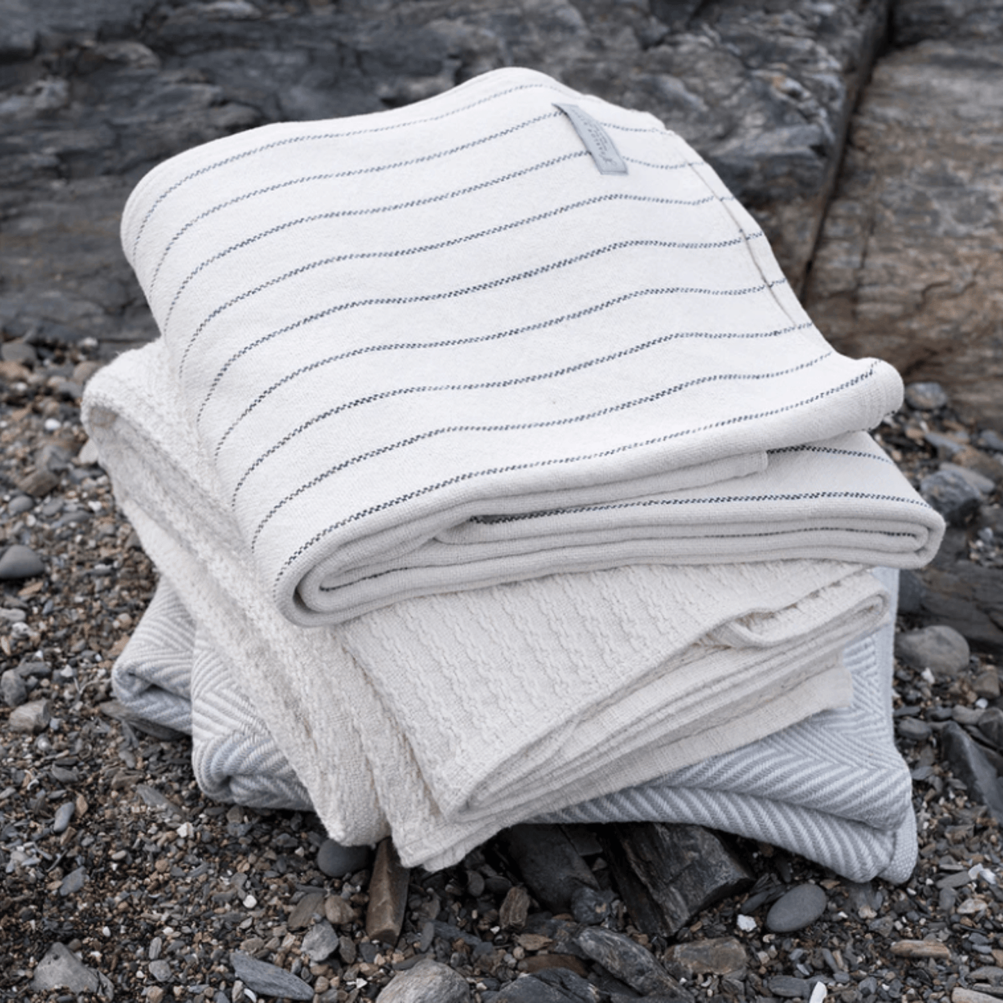 Cable Knit Blanket in Bright White - Available In Multiple Sizes