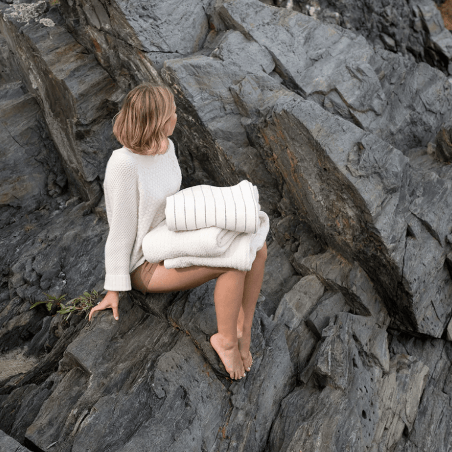 Cable Knit Blanket in Natural - Available In Multiple Sizes