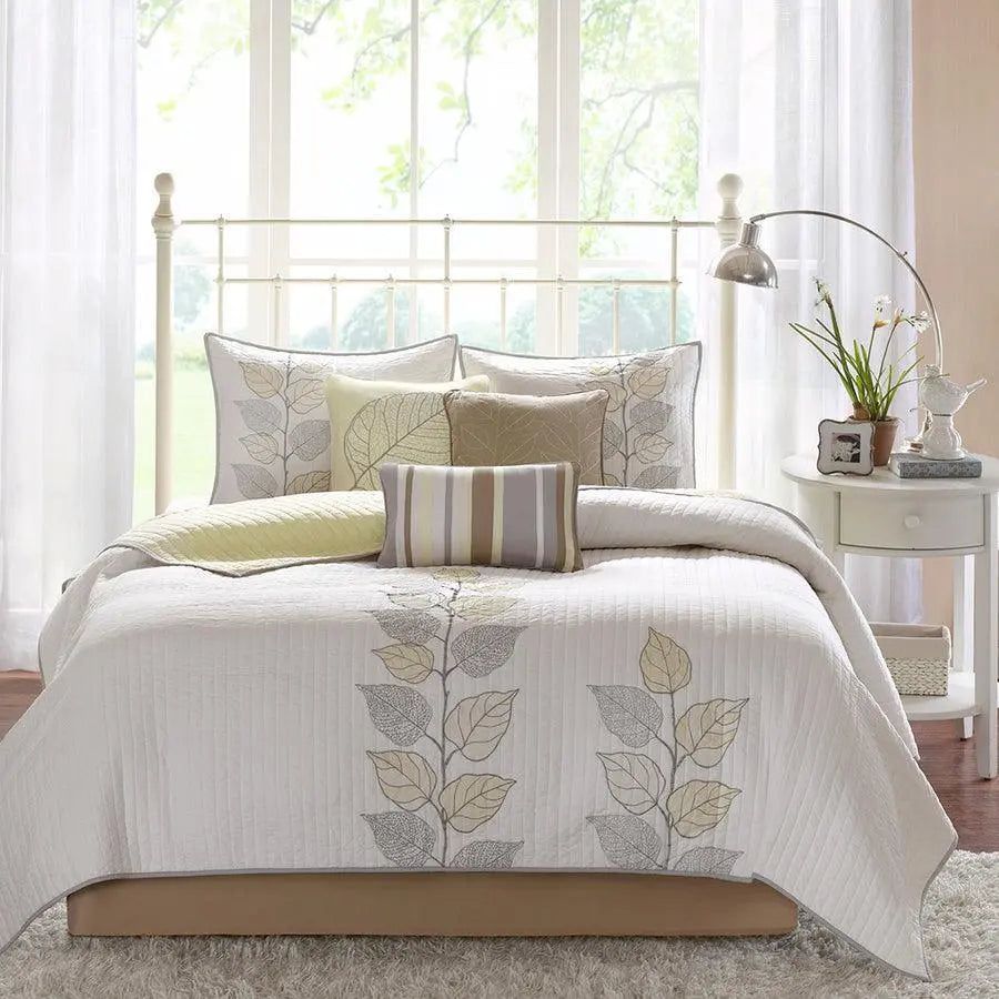Caelie Full/Queen 6 Piece Reversible Coverlet Set Yellow
