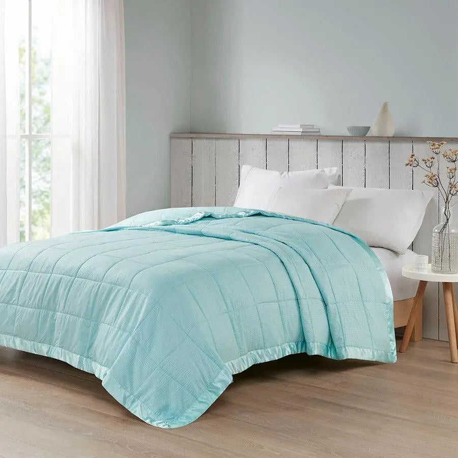 Cambria Casual Premium Oversize Down Alt Blanket with 3M Scotchgard Twin Aqua