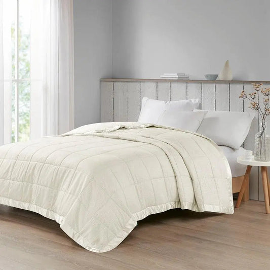 Cambria Casual Premium Oversize Down Alt Blanket with 3M Scotchgard Twin Ivory
