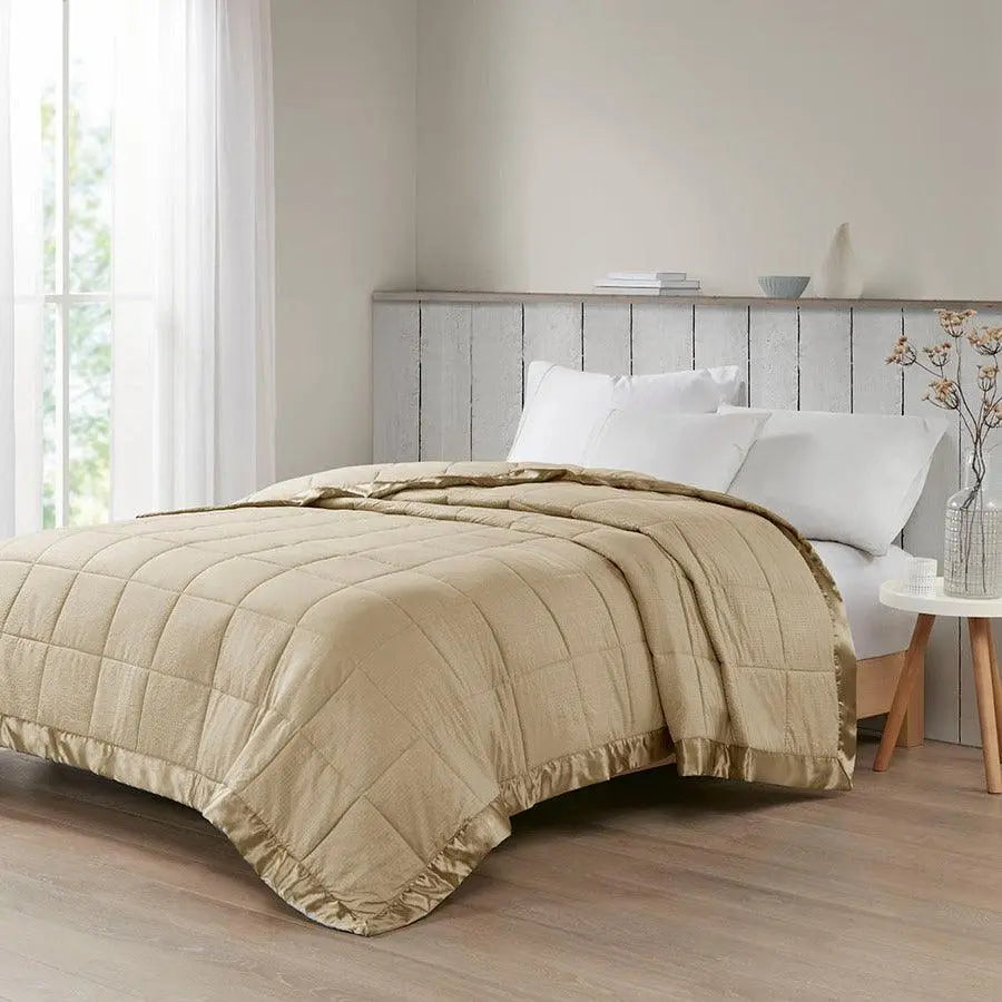 Cambria Casual Premium Oversize Down Alt Blanket with 3M Scotchgard Twin Taupe