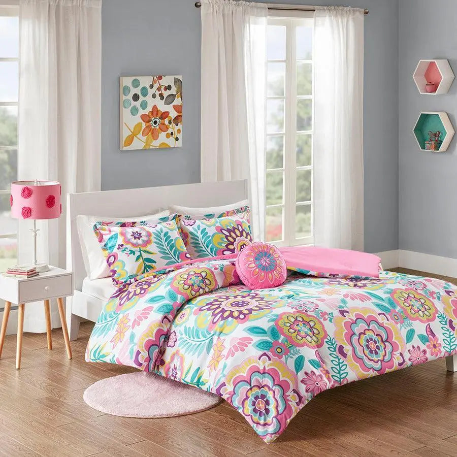 Camille Twin/Twin XL Floral Comforter Set Pink