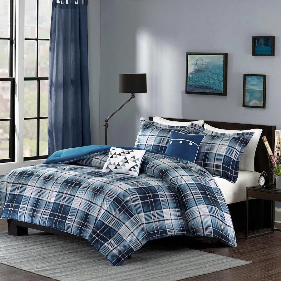 Camilo 4 Piece Comforter Set Blue Twin/Twin XL