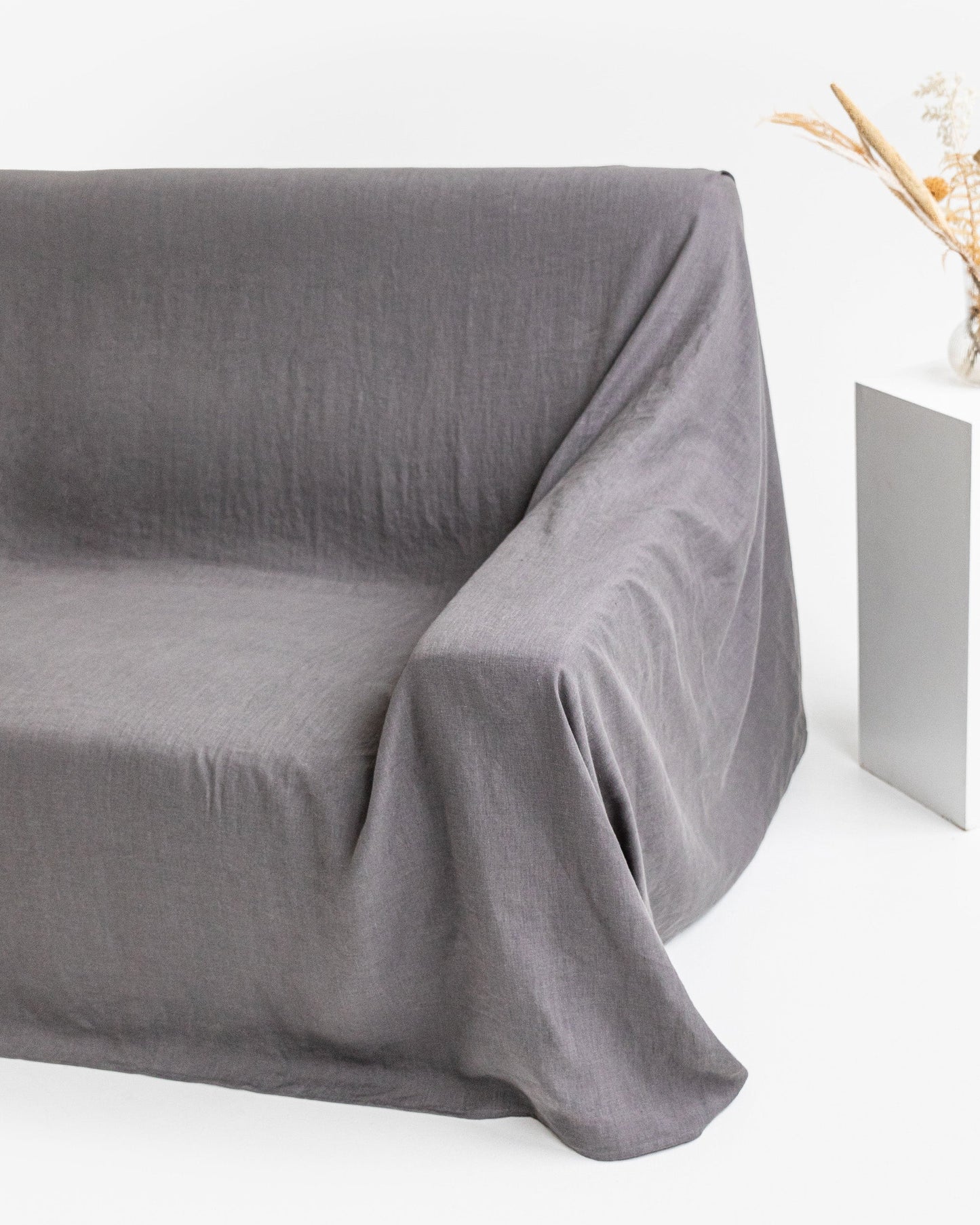 Linen couch cover in Charcoal gray