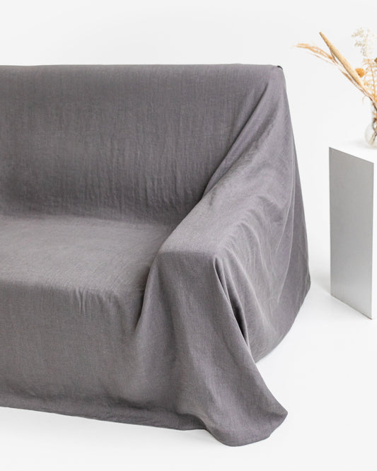 Linen couch cover in Charcoal gray
