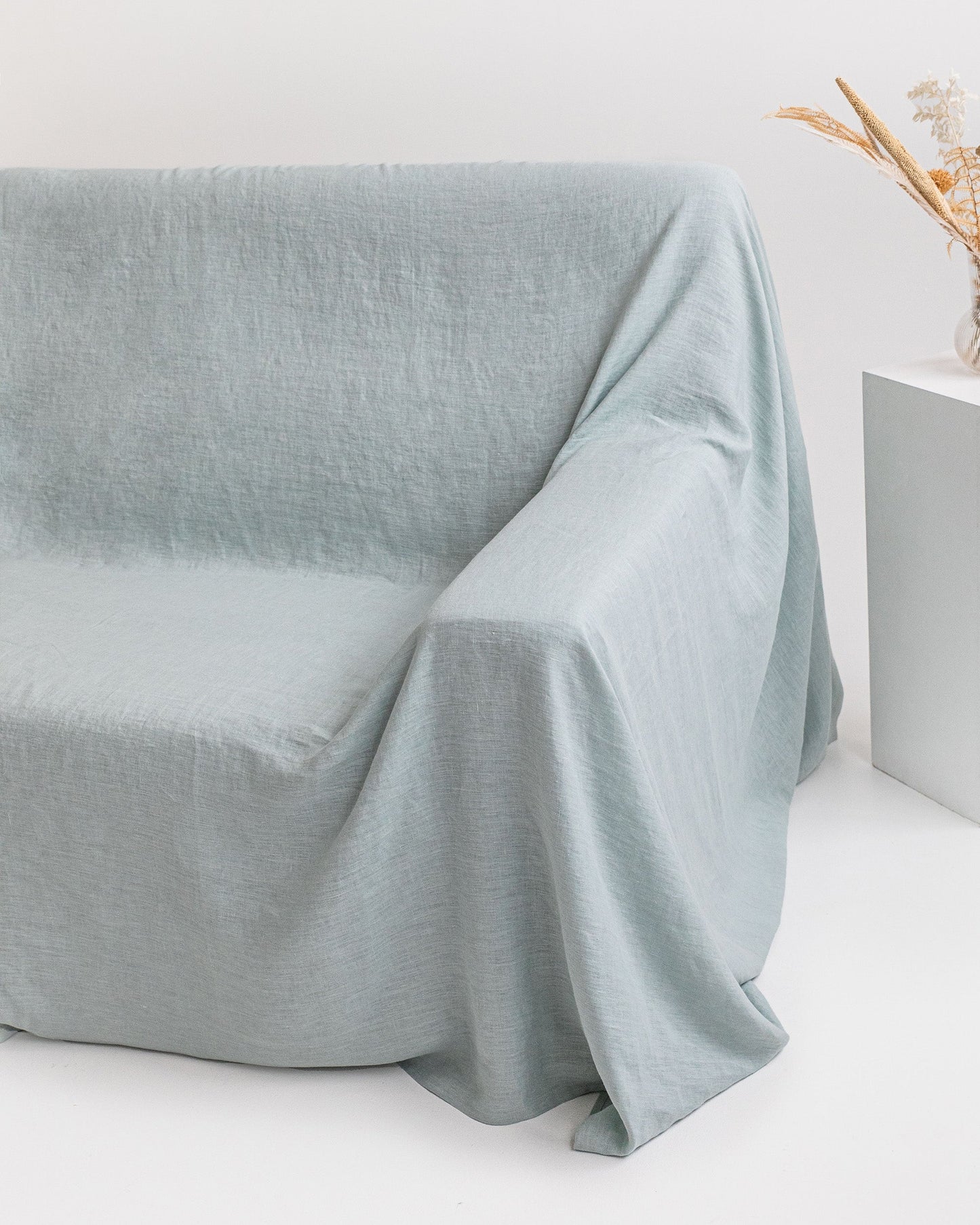 Linen couch cover in Dusty blue