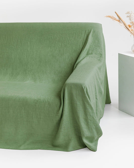 Linen couch cover in Forest green
