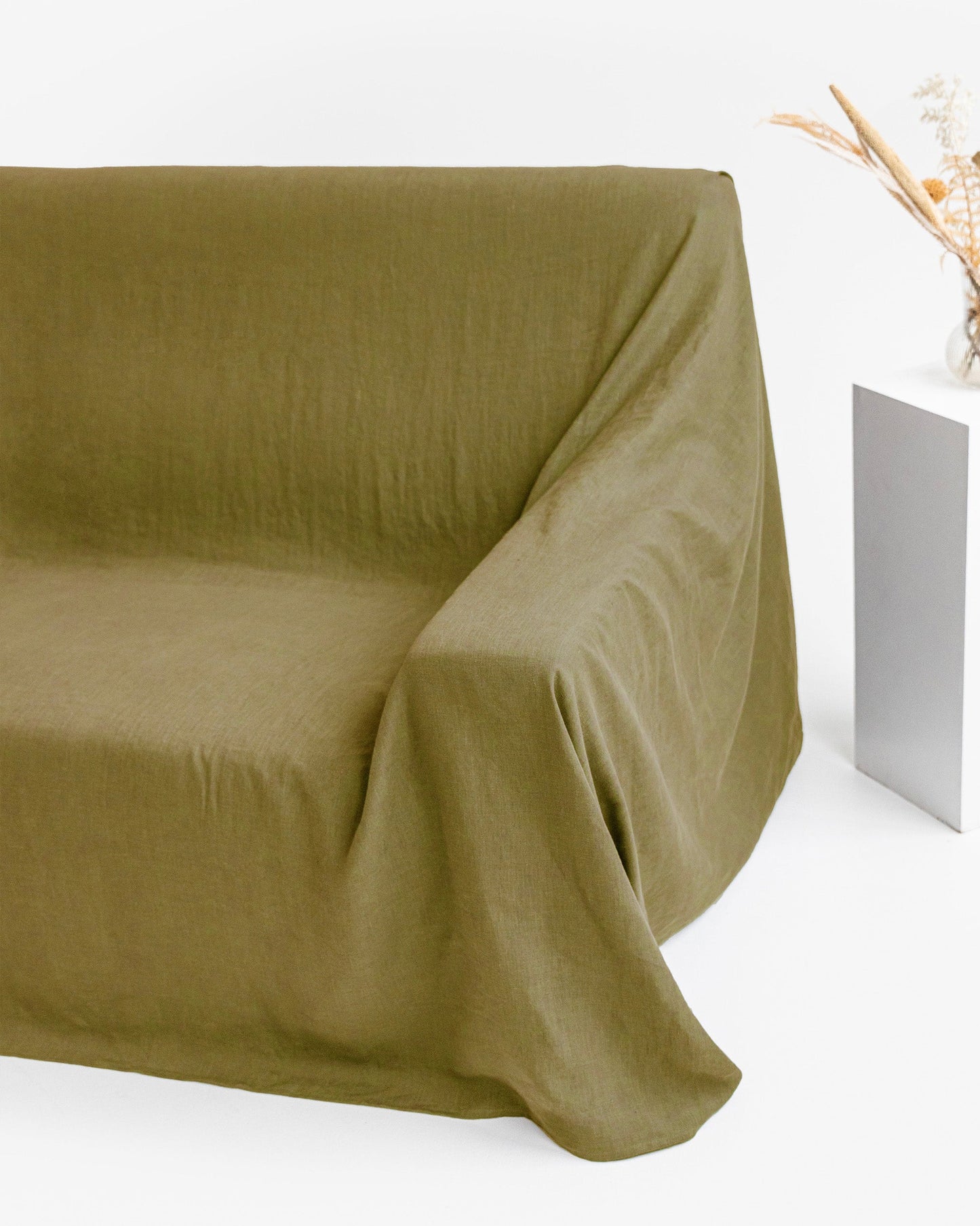 Linen couch cover in Olive green
