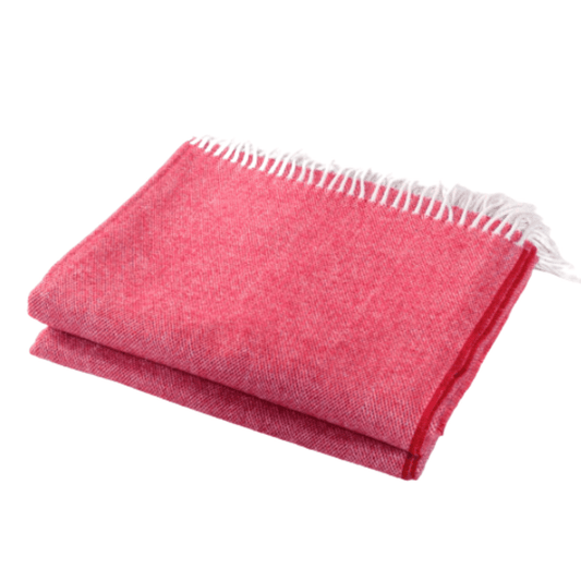 Cranberry Merino Wool Fringed Throw Blanket