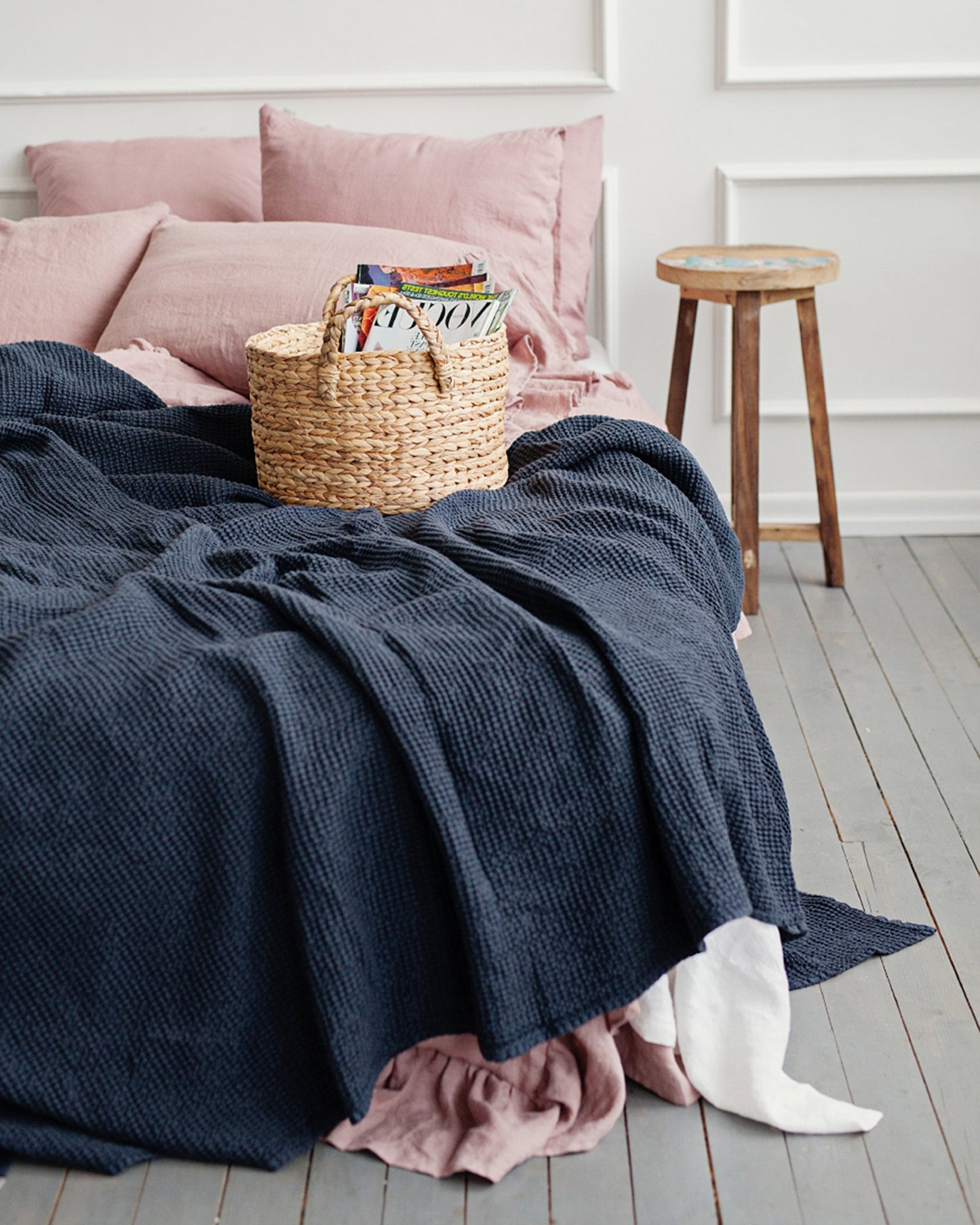 Dark gray waffle blanket