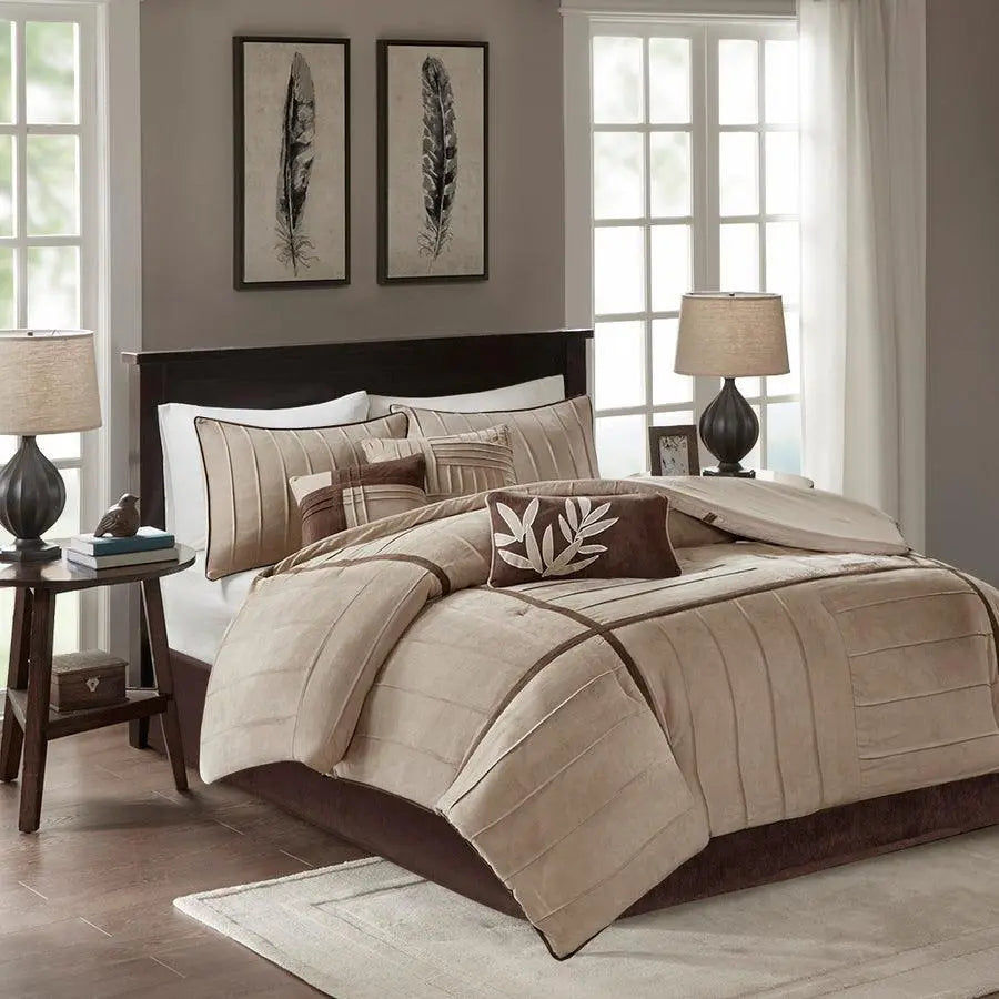 Dune Global Inspired 7 Piece Comforter Set Beige King