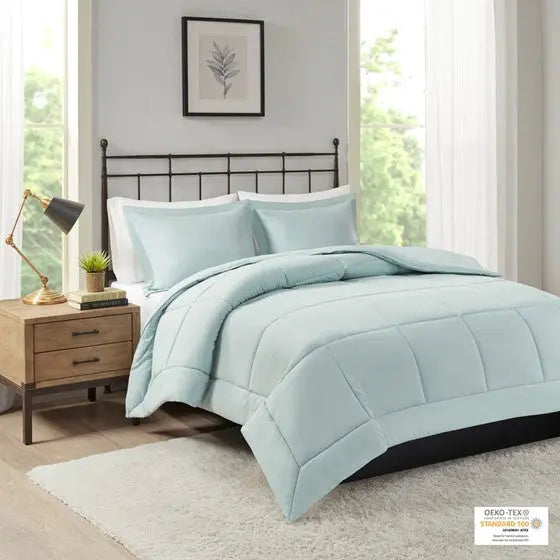 Microcell Down Alternative Comforter Mini Set Seafoam Cal King