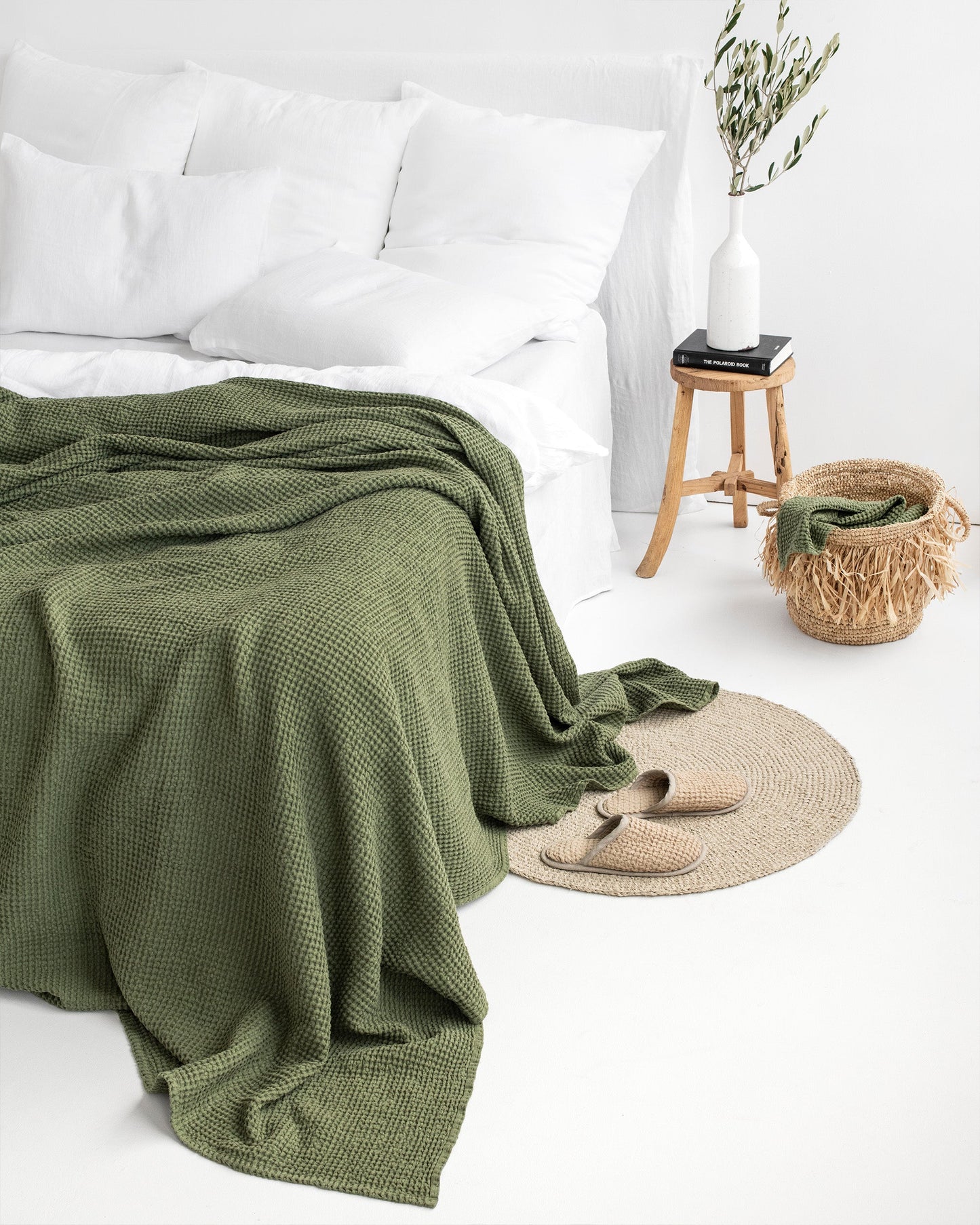 Forest green waffle blanket