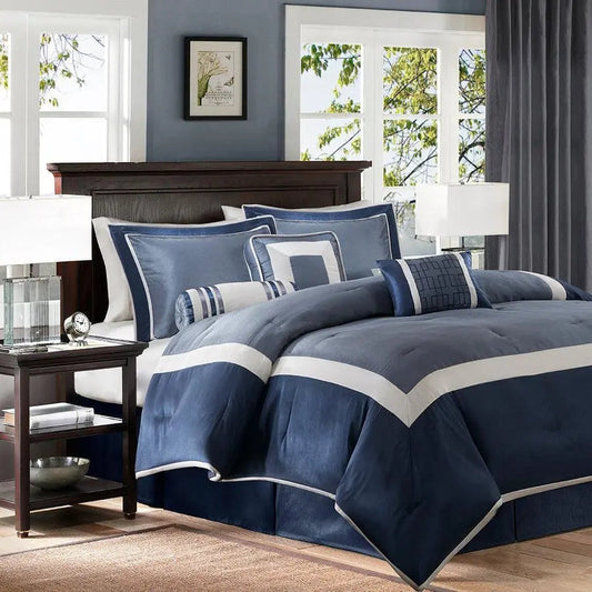 Genevieve Casual 7 Piece Comforter Set Navy Cal King