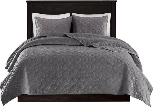 Harper King/Cal King Reversible 3-Piece Coverlet Set Gray