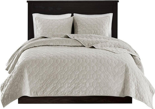 Harper King/Cal King Reversible 3-Piece Coverlet Set Ivory