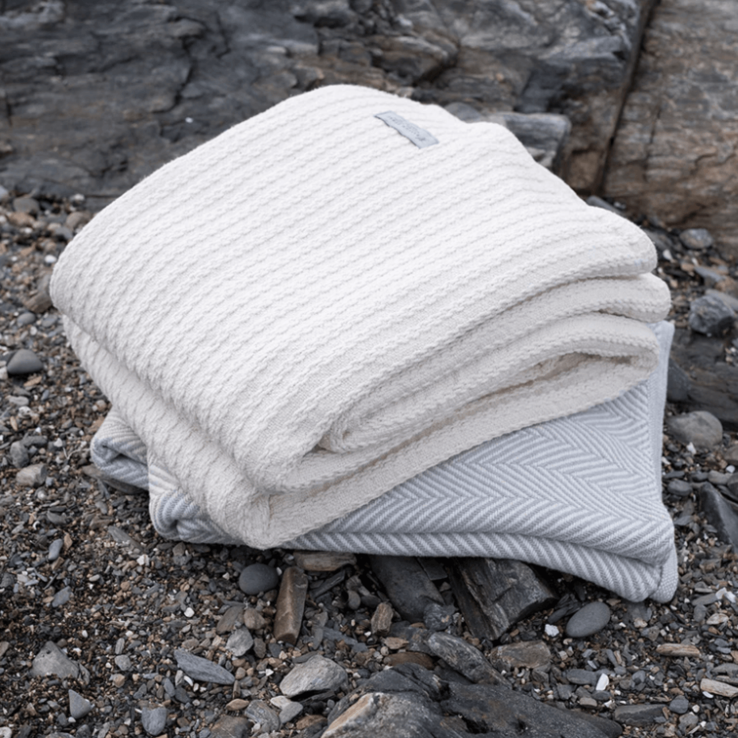 Herringbone Blanket in Bright White - Available In Multiple Sizes