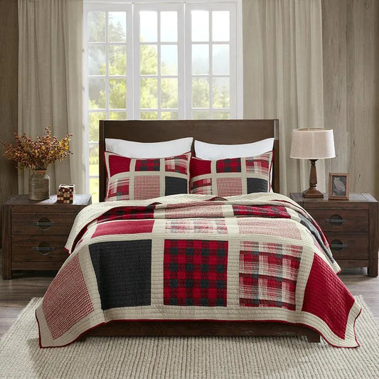 Huntington Lodge/Cabin 1 Cotton Oversized Quilt Mini Set Full/Queen Red