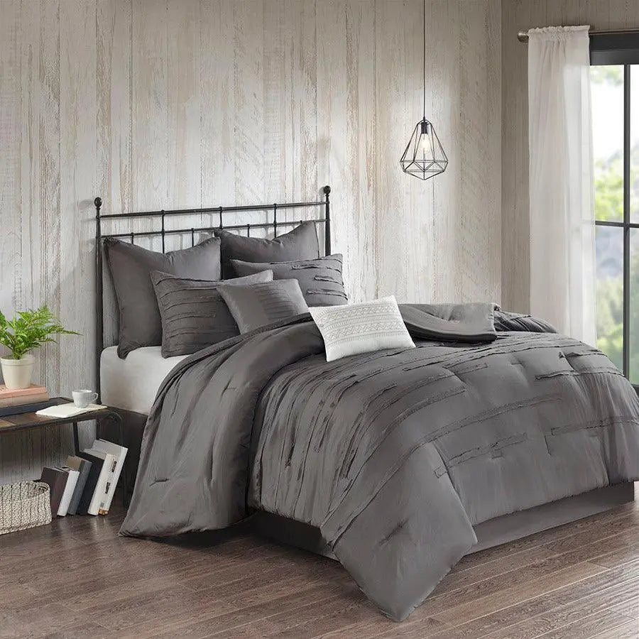 Jenda Queen 8 Piece Comforter Set Gray