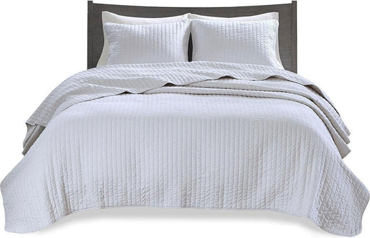 Keaton King Reversible Coverlet Set White