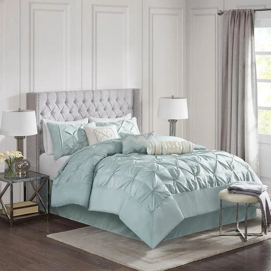 Laurel 7 Piece Tufted Comforter Set Seafoam Queen
