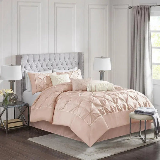 Laurel Glam 7 Piece Tufted Comforter Set Blush Cal King