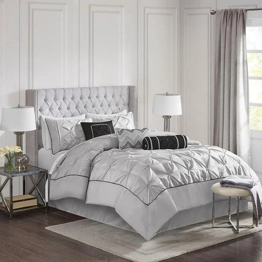 Laurel Queen 7 Piece Tufted Comforter Set Shabby Chic Gray
