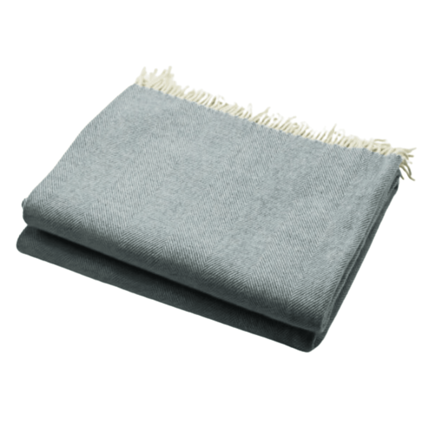 Light Blue Merino Wool Fringed Throw Blanket