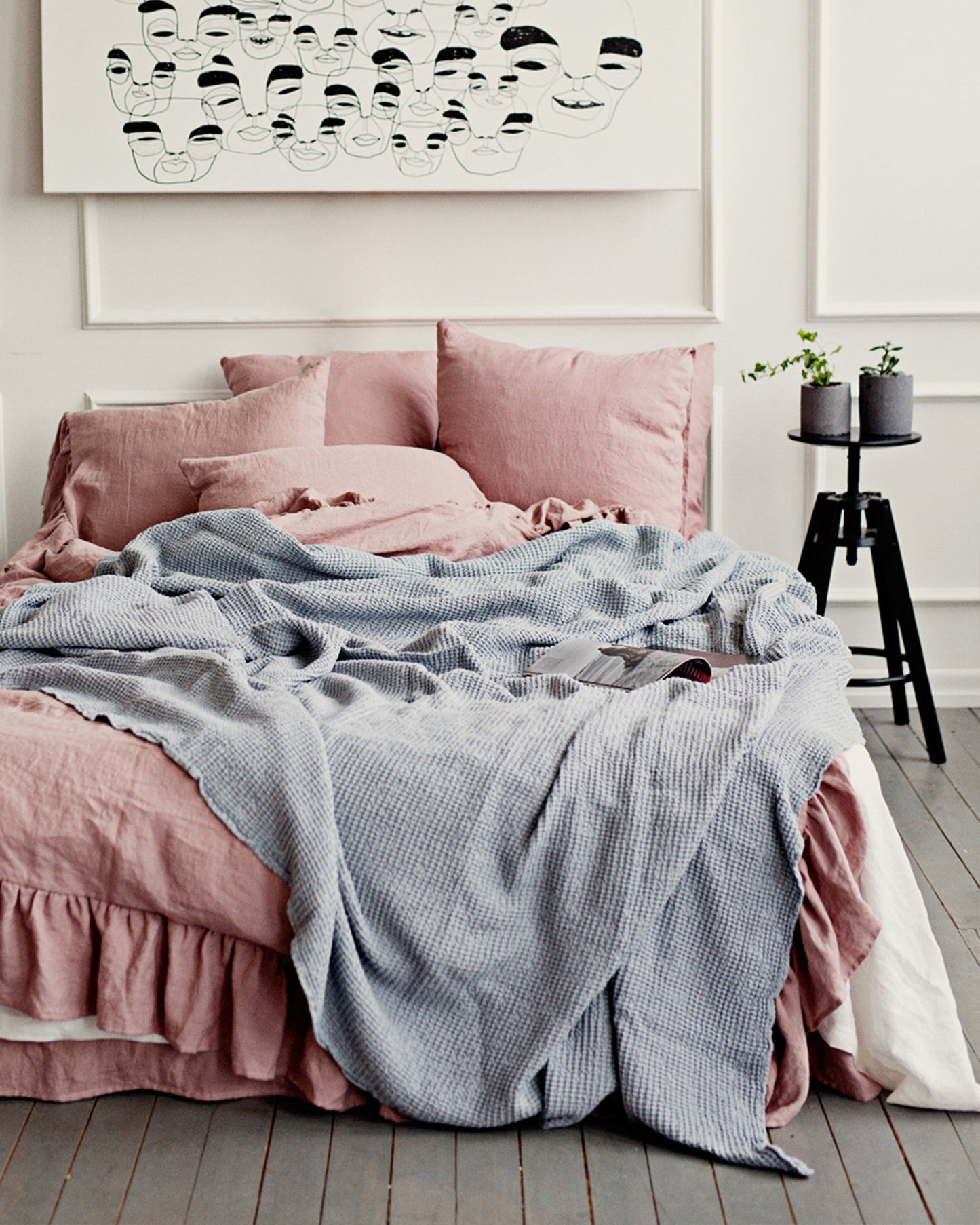 Light gray waffle blanket