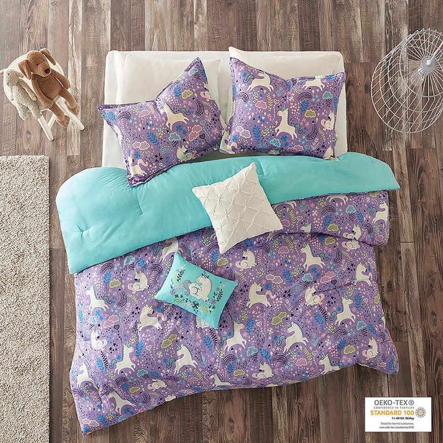 Lola Classic Unicorn Cotton Comforter Set Purple Twin