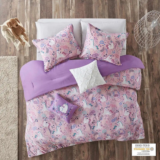 Lola Full/Queen Unicorn Cotton Comforter Set Pink