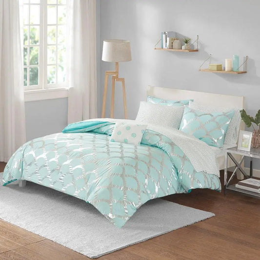 Lorna Comforter and Sheet Set Aqua Twin/Twin XL