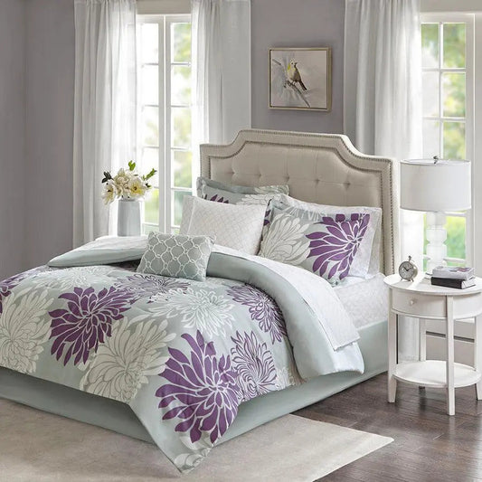 Maible Casual Complete Comforter and Cotton Sheet Set Purple Cal King